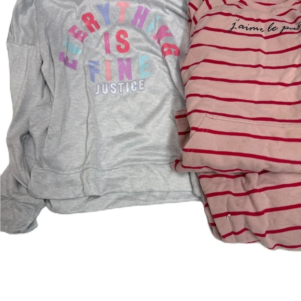 Girls Red Pink Striped Unicorn Sequin Pajama Justic Set of 3